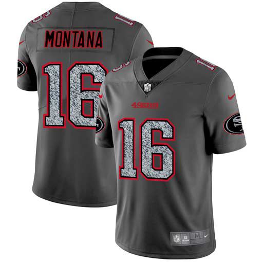 Men San Francisco 49ers 16 Montana Nike Teams Gray Fashion Static Limited NFL Jerseys